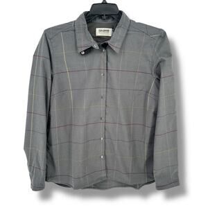 Fjallraven Specialized Riders Long-Sleeve Flannel Shirt Womens Sz XL Grey Flag